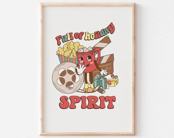 Full Of Holiday Spirit Retro Christmas Art