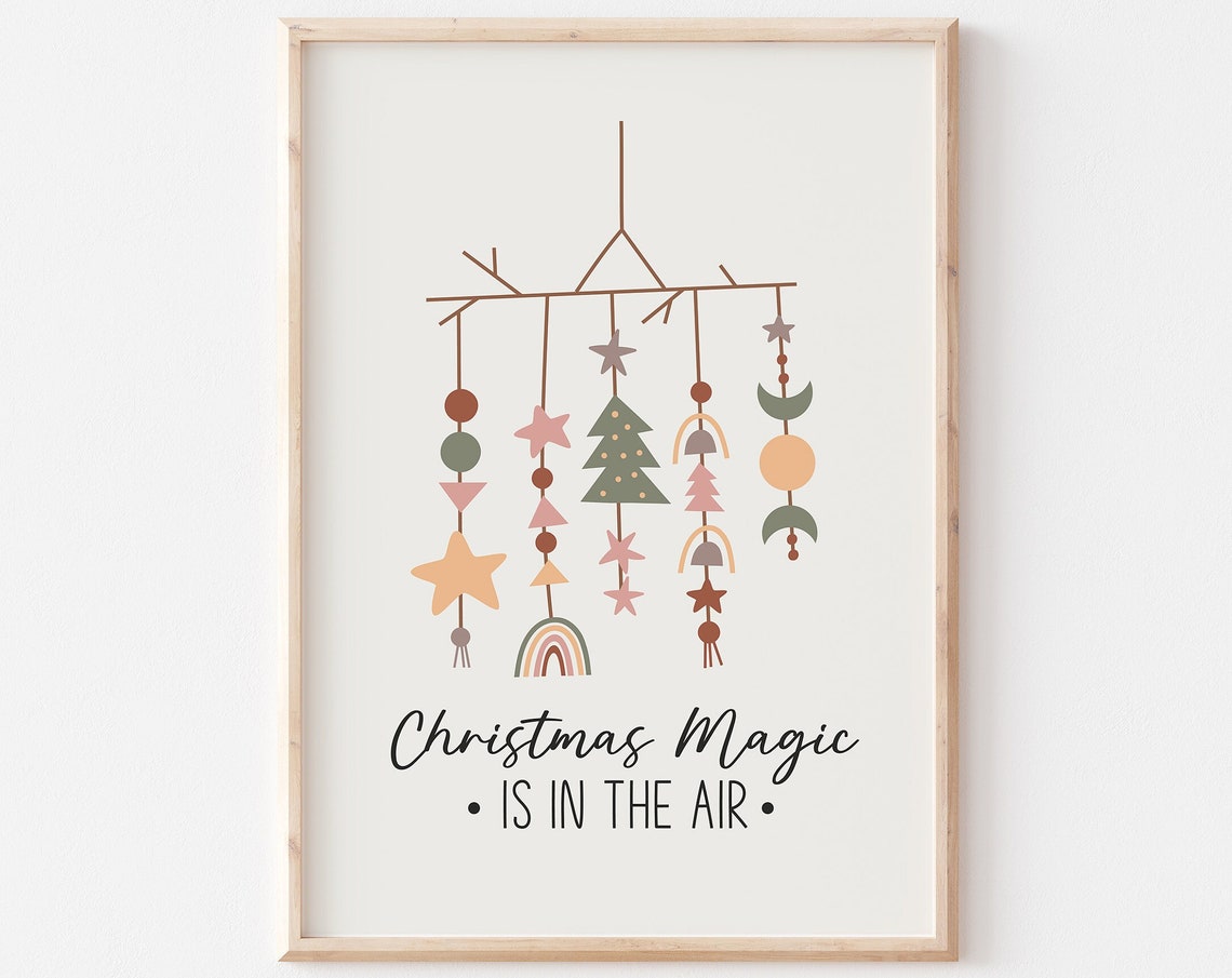 Christmas Magic Is In The Air Boho Mobile Minimalist Holiday Poster