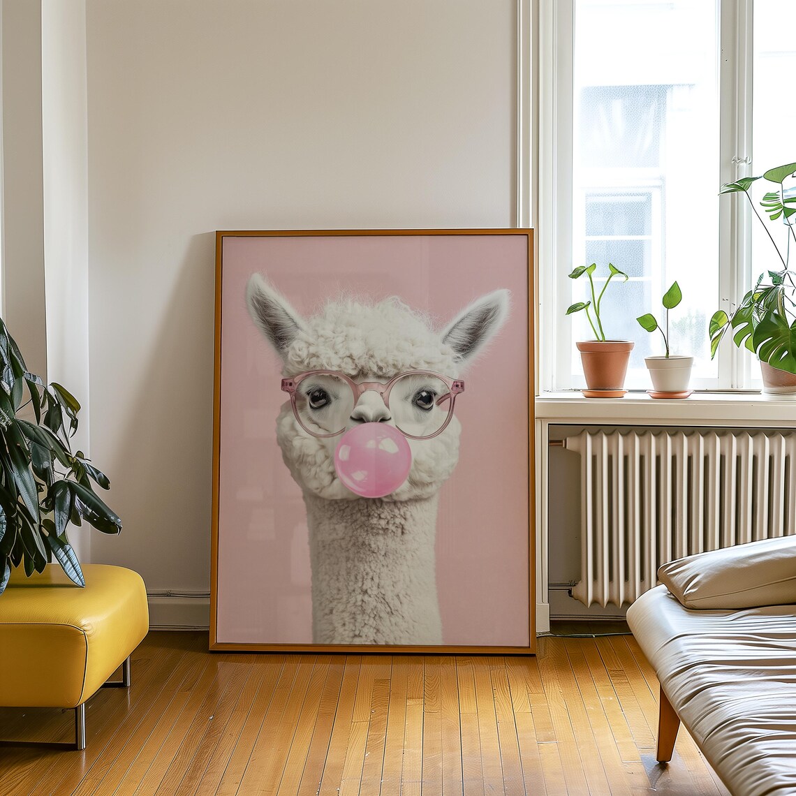 Llama Wall Art Poster, Funny Alpaca With Glasses - Image 5