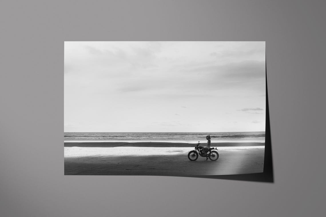 Girl Motorcycle - Minimalist Beach Art Print - Image 6