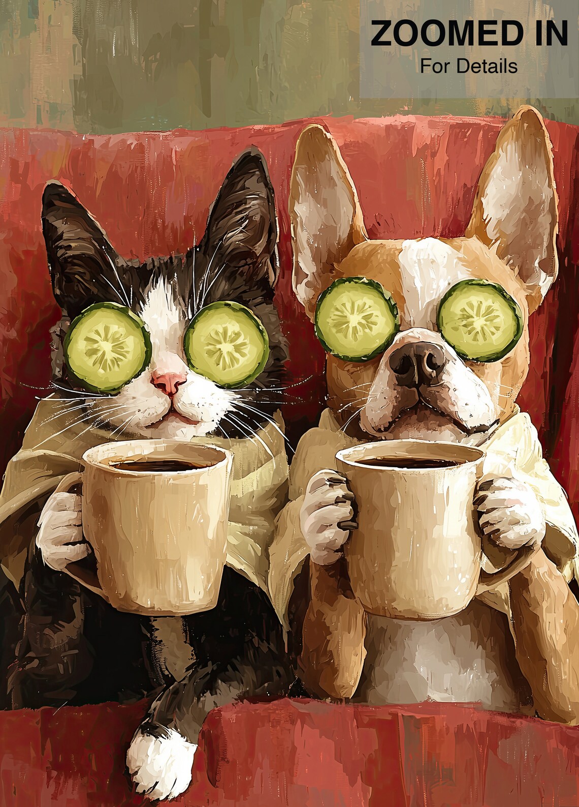 Cute Cat And Dog Funny Oil Painting Style - Image 5