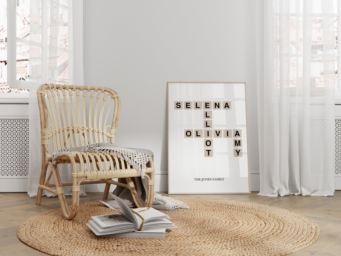 Personalized Letter Tile Art, Crossword Style Family - Image 3