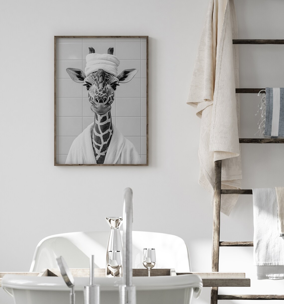 Funny Giraffe Bathroom Art Print, Humorous Decor - Image 3