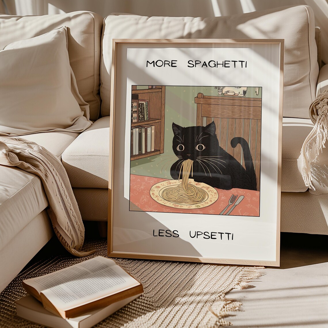More Spaghetti Less Upsetti Black Cat, Kitchen Art - Image 5