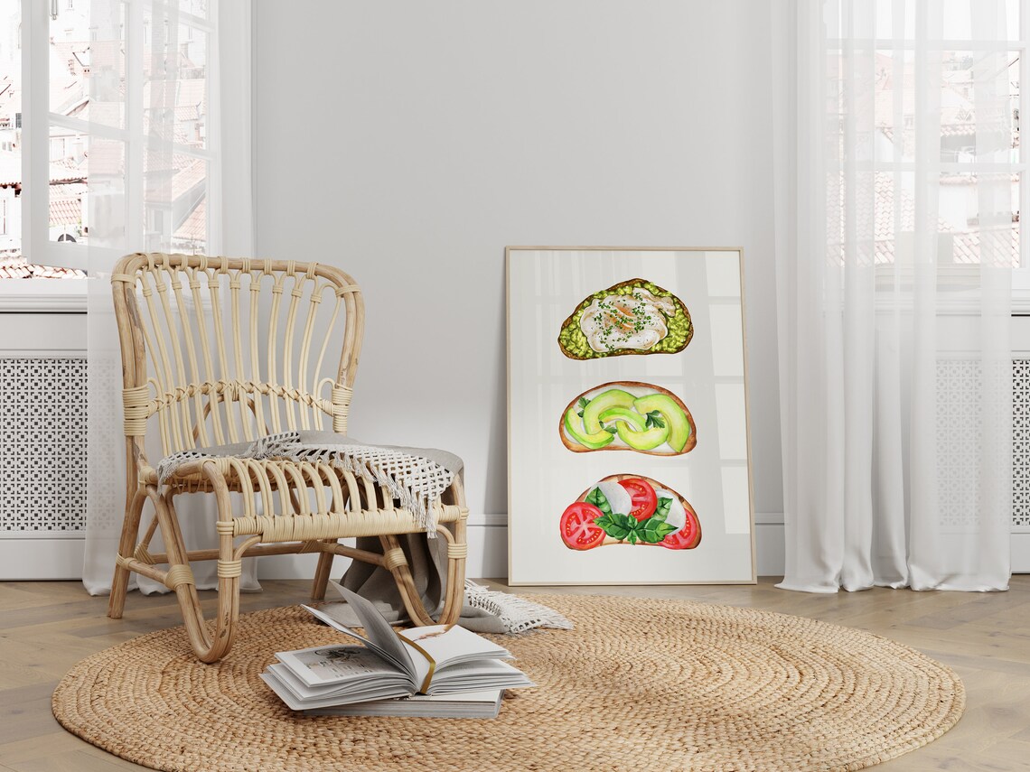 Avocado Toast, Minimalist Kitchen Art Print - Image 3