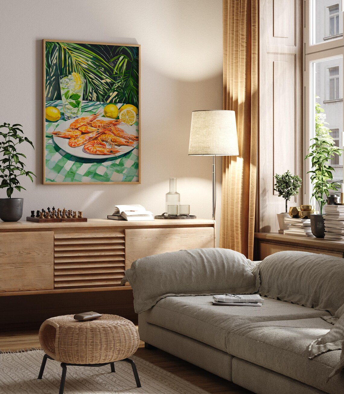 Tropical Shrimp Cocktail, Coastal Kitchen Art - Image 3