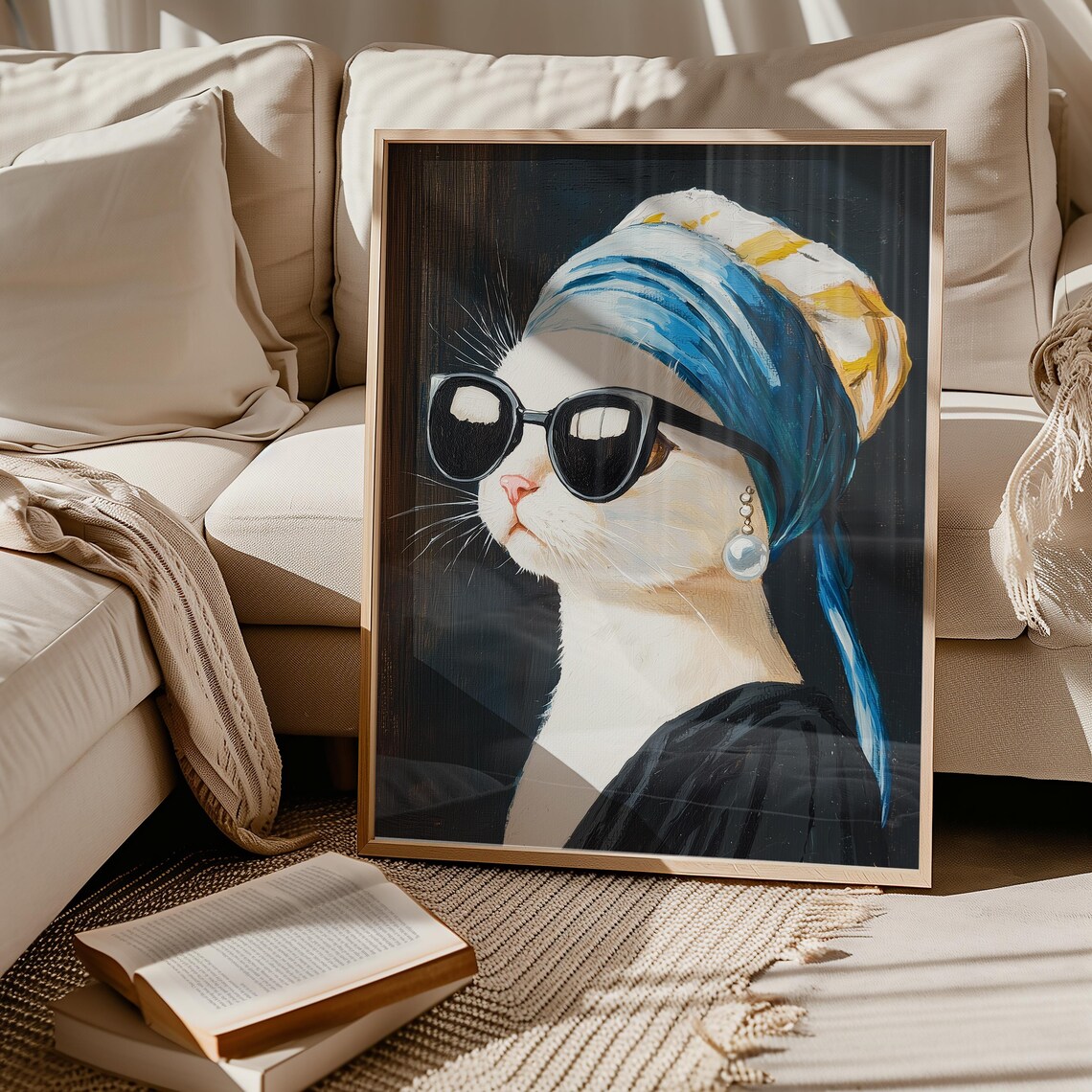 Cat With A Pearl Earring, Funny Cat Illustration - Image 5