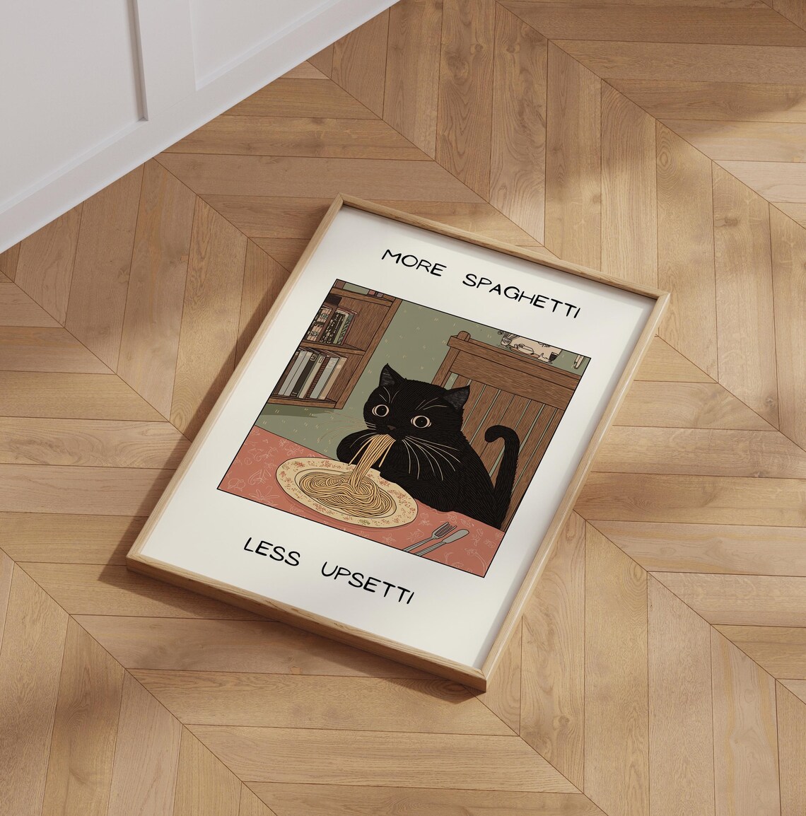 More Spaghetti Less Upsetti Black Cat, Kitchen Art - Image 6