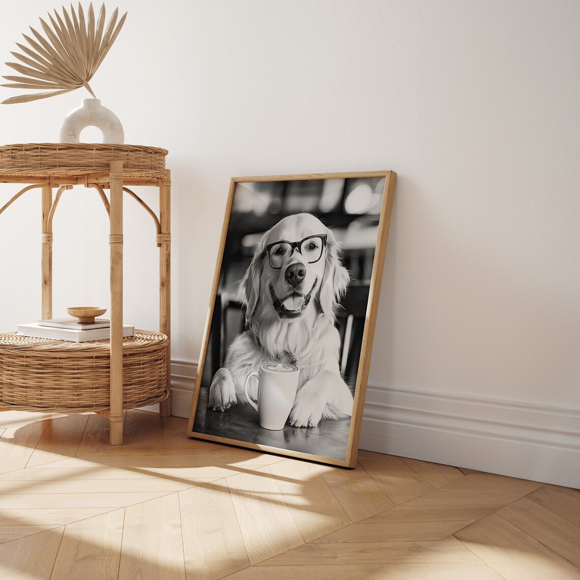 Golden Retriever Drinking Coffee, Funny Dog Art Print - Image 2