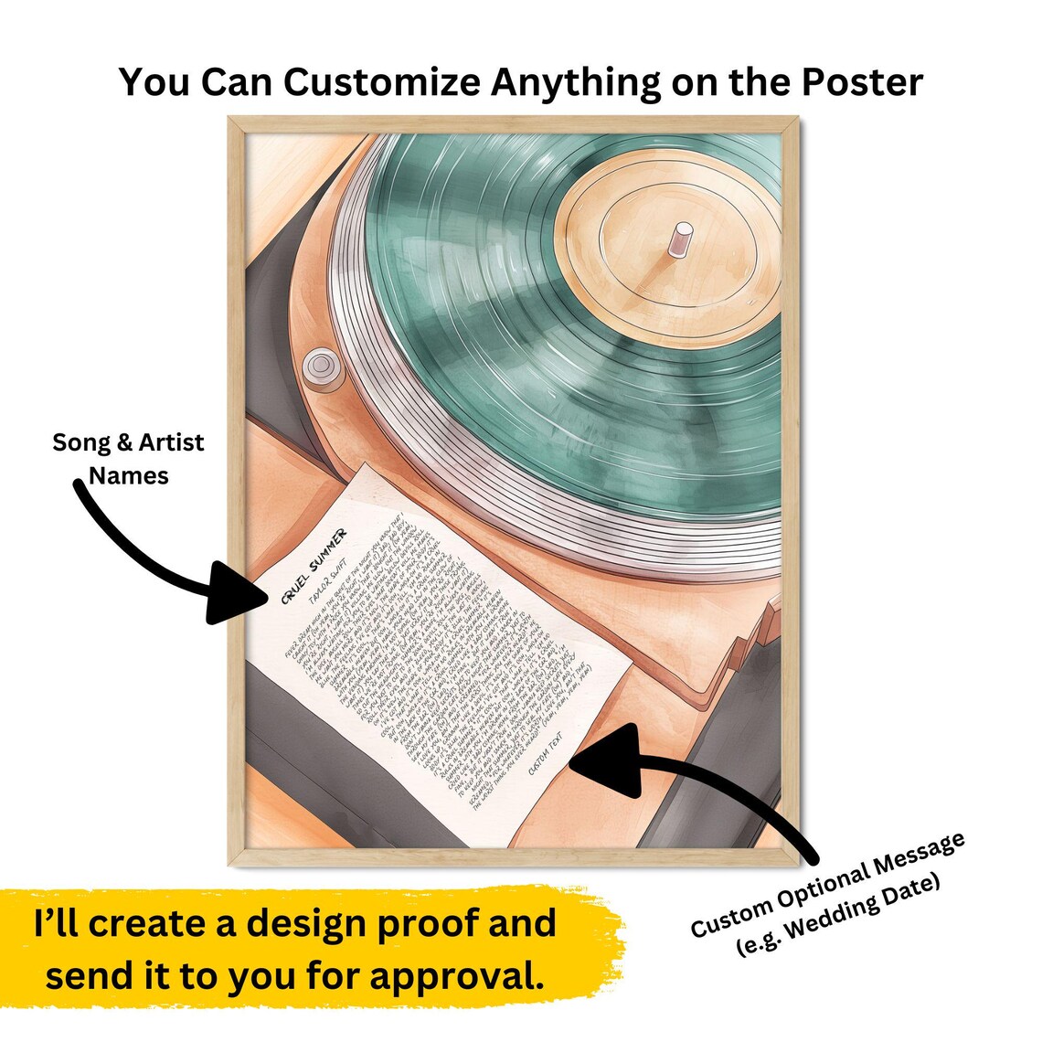 Custom Song Lyrics - Personalized Print - Image 4