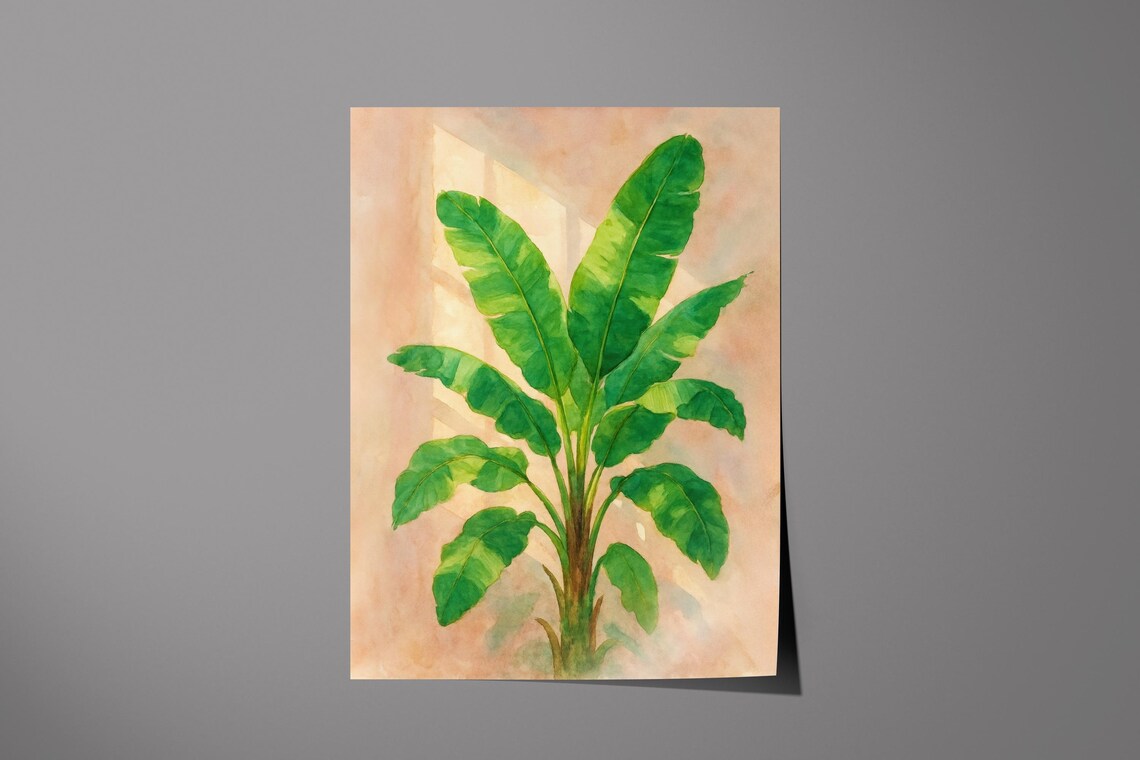 Watercolor Banana Leaf, Minimalist Tropical Plant Art Print - Image 6