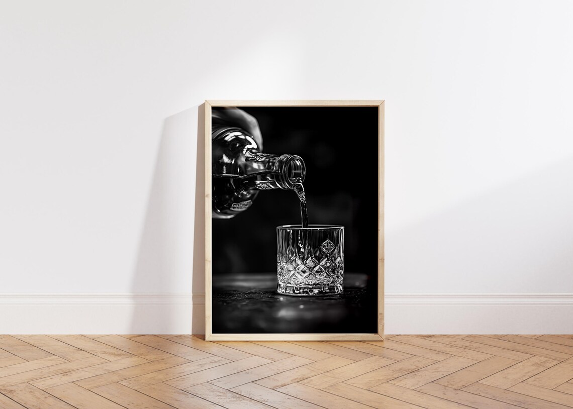 Whiskey Pour Art Print, Vintage Bar Decor - Image 5