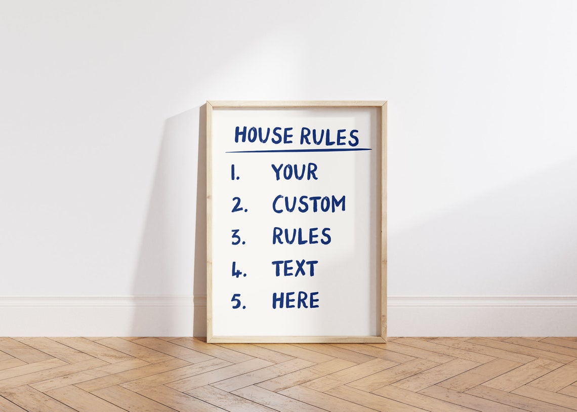 Home Rules Customizable Poster, Handwritten Art Print - Image 6