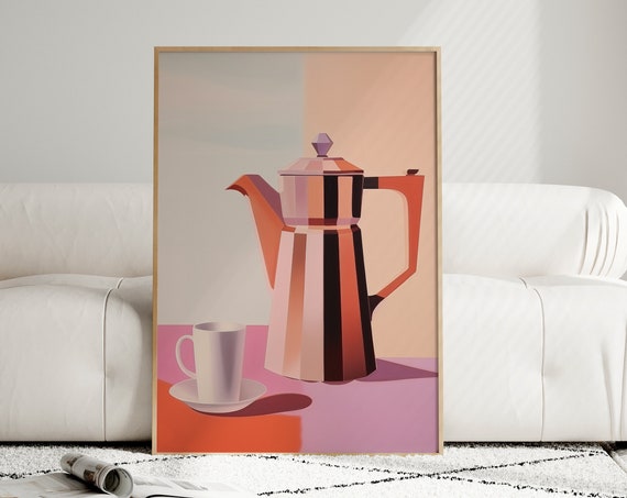 Moka Pot Poster Moka Espresso Kitchen Coffee Theme Decor Coffee Lover Print Kitchen Coffee Poster Housewarming Gift File