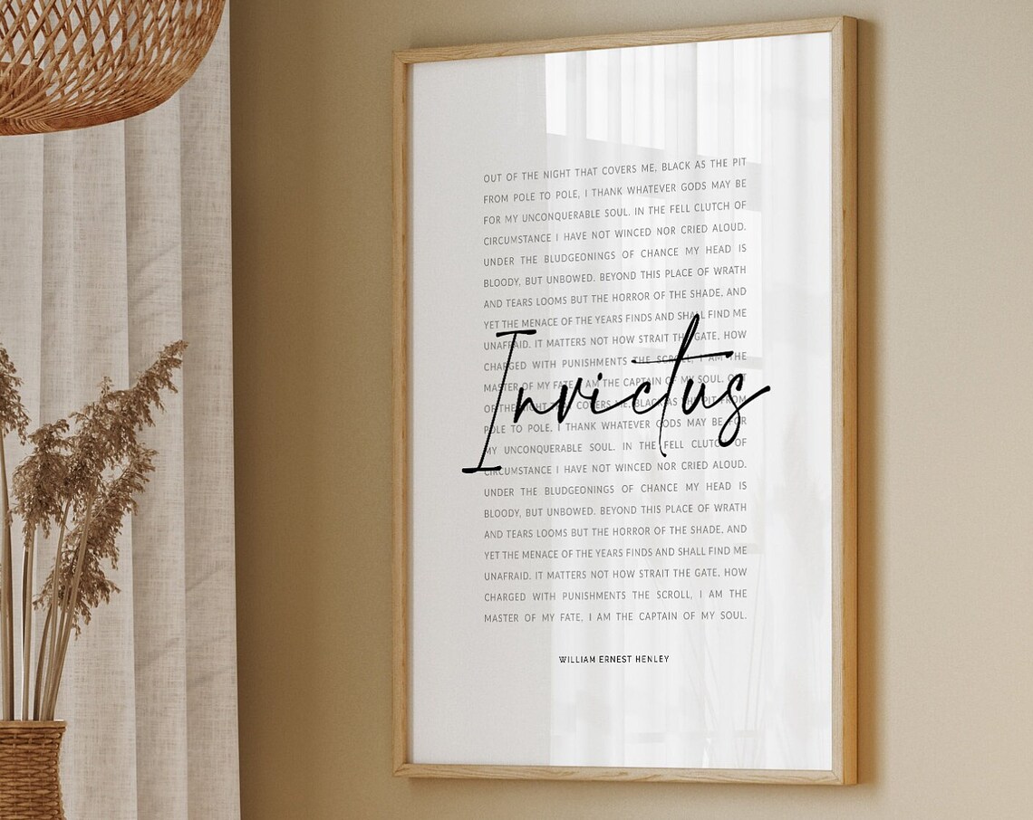Invictus Poem Motivational Art Print, Graduation Gift