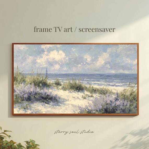 Beach With Clouds Impressionist Seaside Painting Print Coastal Decor