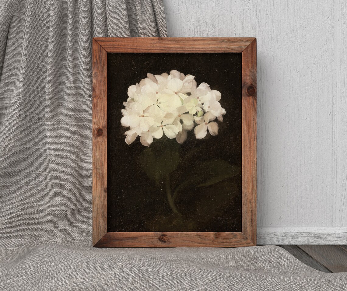 White Hydrangea Painting, Vintage Botanical Art Print - Image 3
