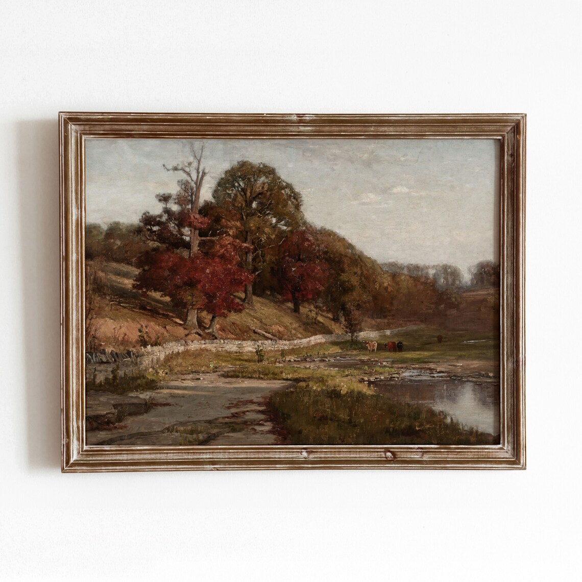 Autumn Landscape With Cows Vintage Art Print