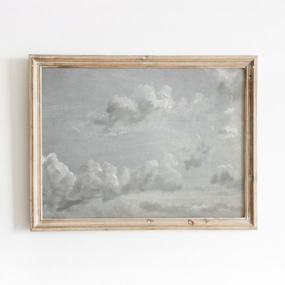 Clouds Vintage Sky Study Painting, Nursery Art Print
