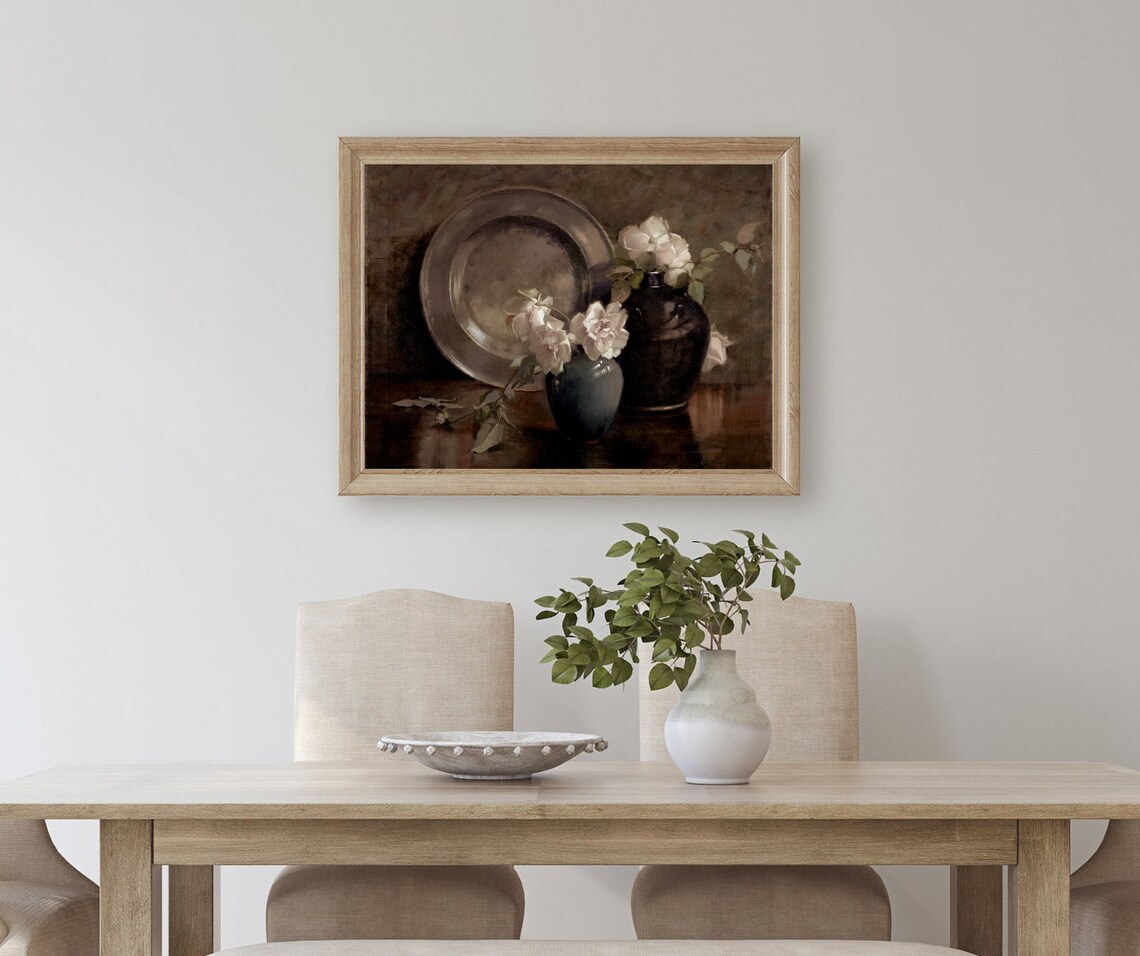 Flower Plate Still Life Vintage Kitchen Art Print - Image 3