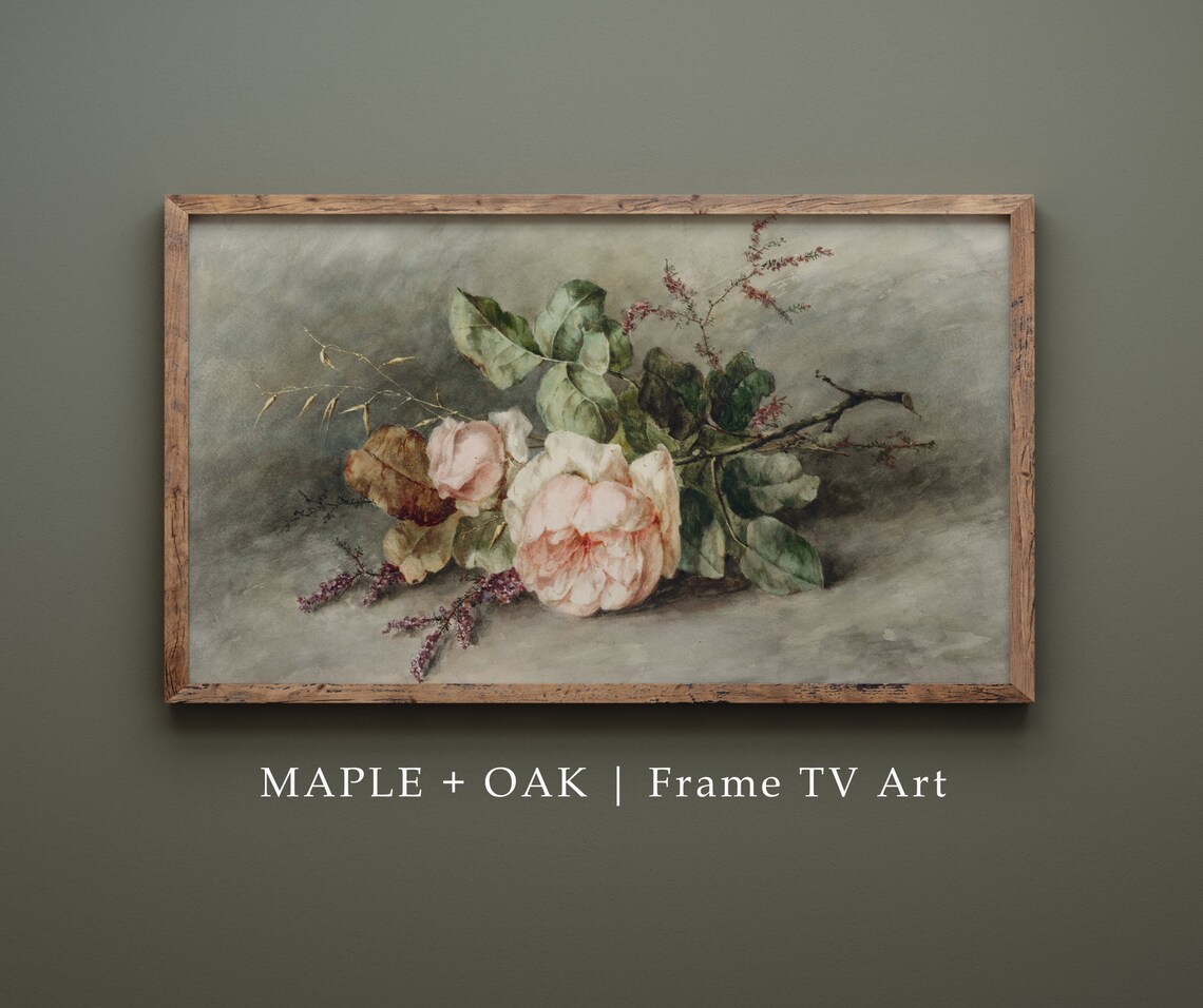 Vintage Pale Pink Roses Still Life Painting Art Print