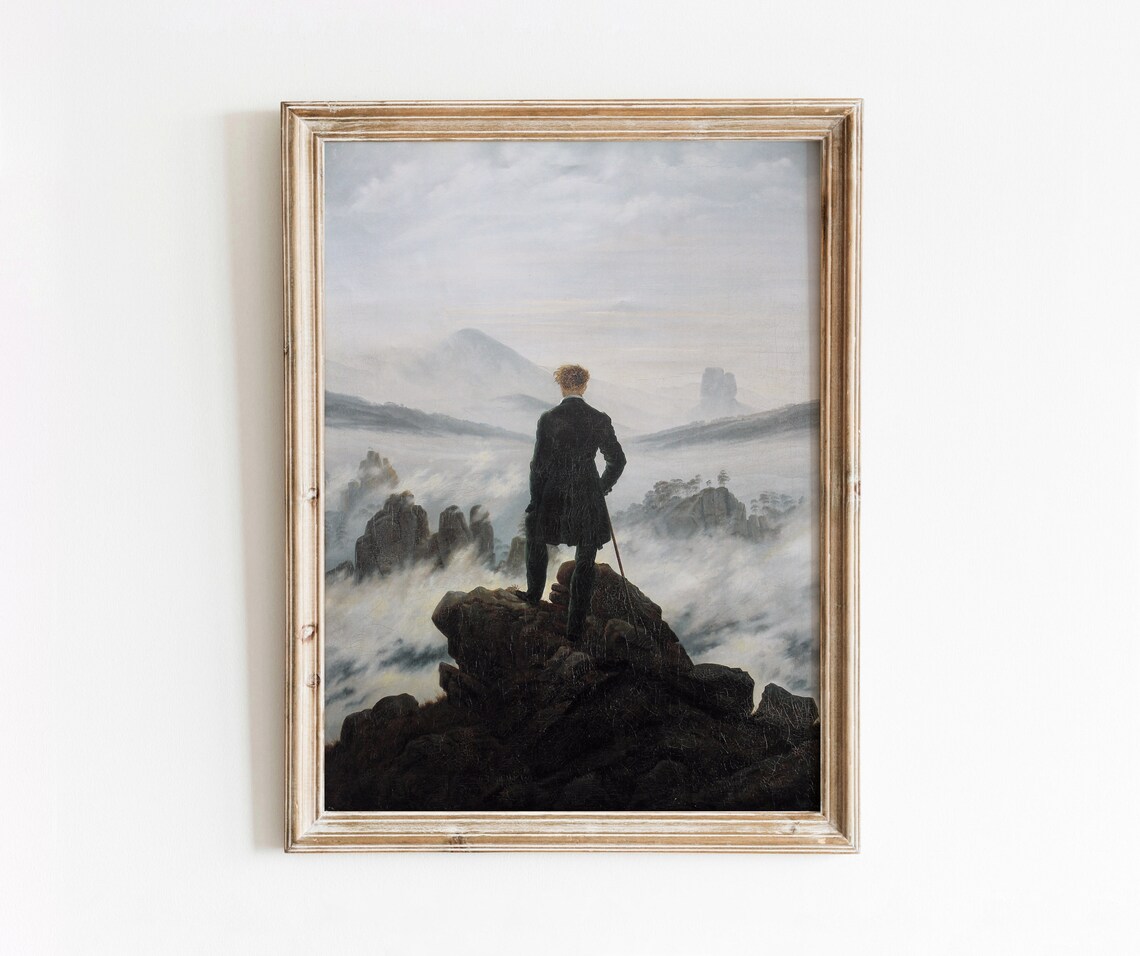 Man On A Rock Vintage Portrait Landscape Poster