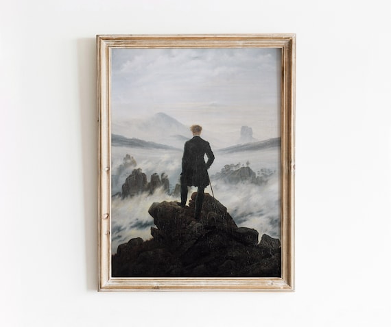 Man On A Rock Vintage Portrait Landscape Poster