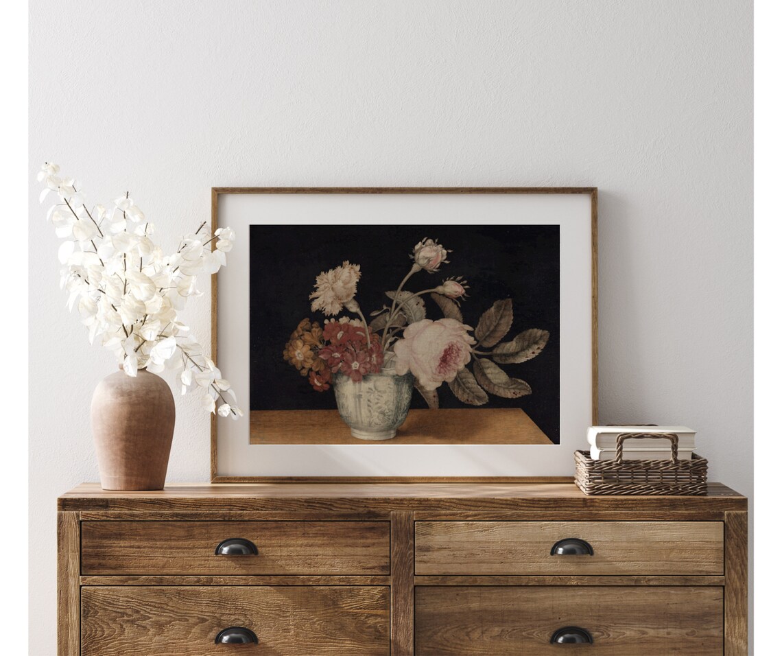 Blush Flower Still Life Vintage Rose Art Print - Image 3