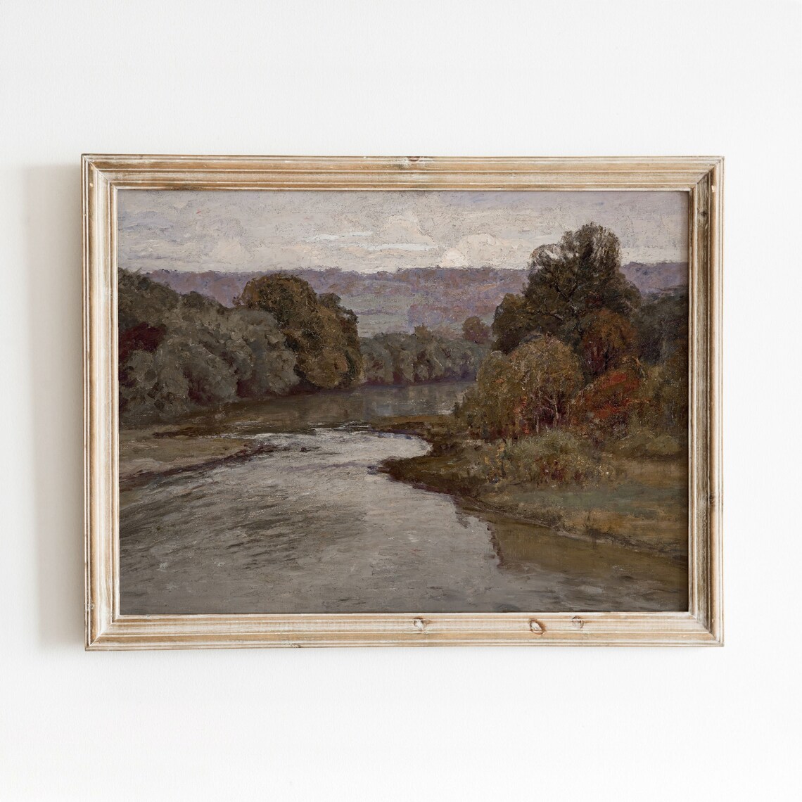 Cold River Vintage Cool-Toned Landscape Art Print