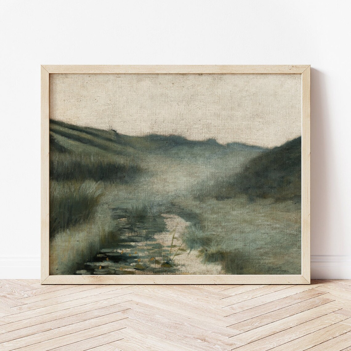 Foggy Stream Vintage Landscape Art Print - Image 2