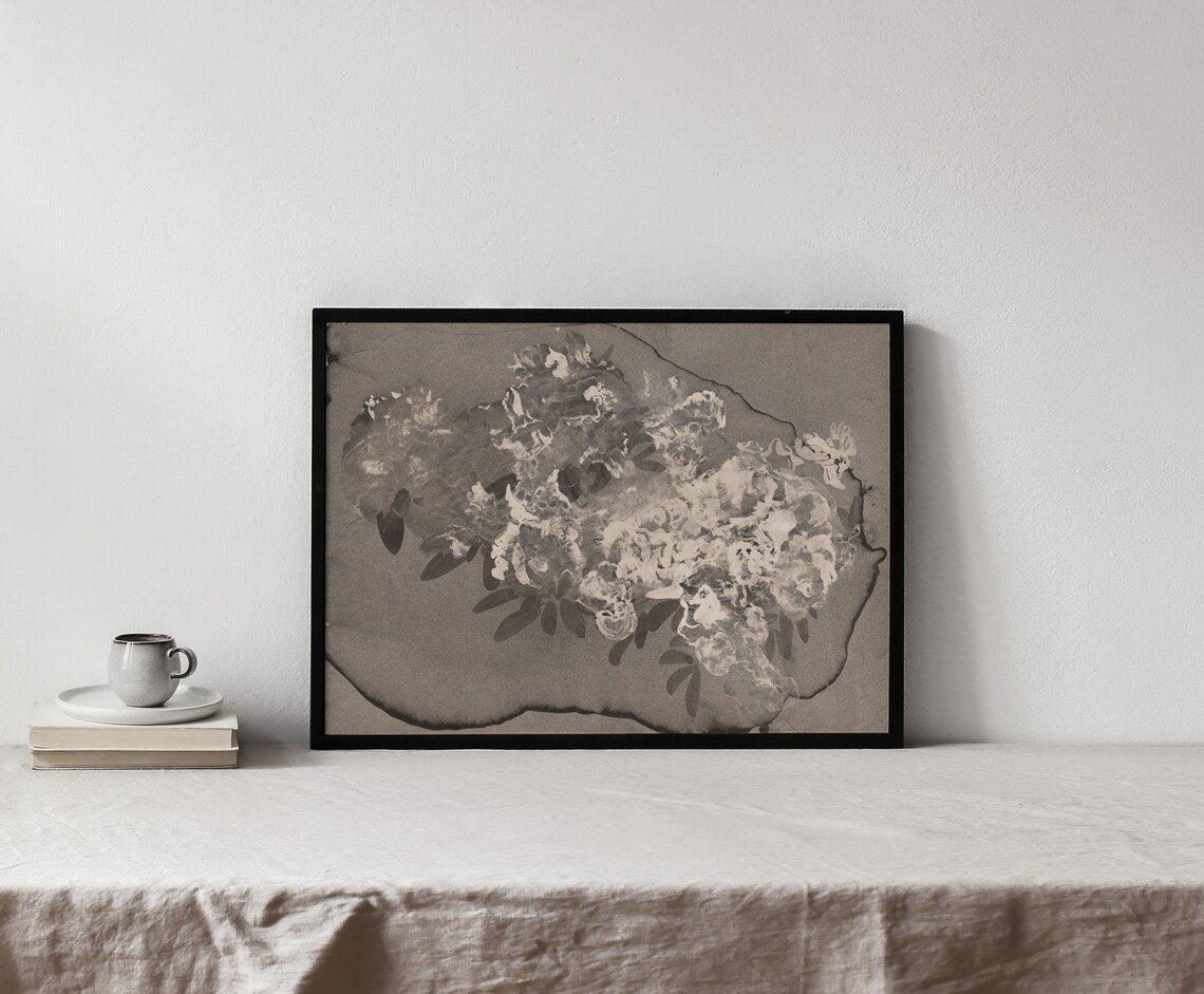 Abstract Bouquet Vintage Neutral Floral Art Print - Image 2