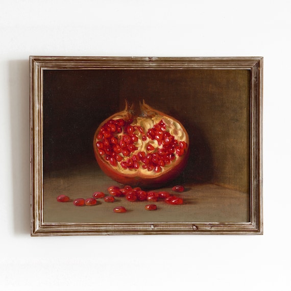 Pomegranate Still Life Vintage Fruit Art Print