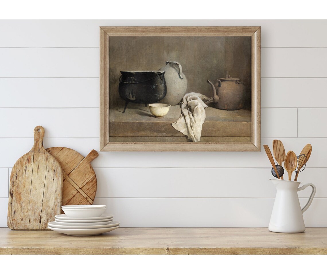 Pot Kettle Still Life Vintage Country Kitchen Art - Image 3