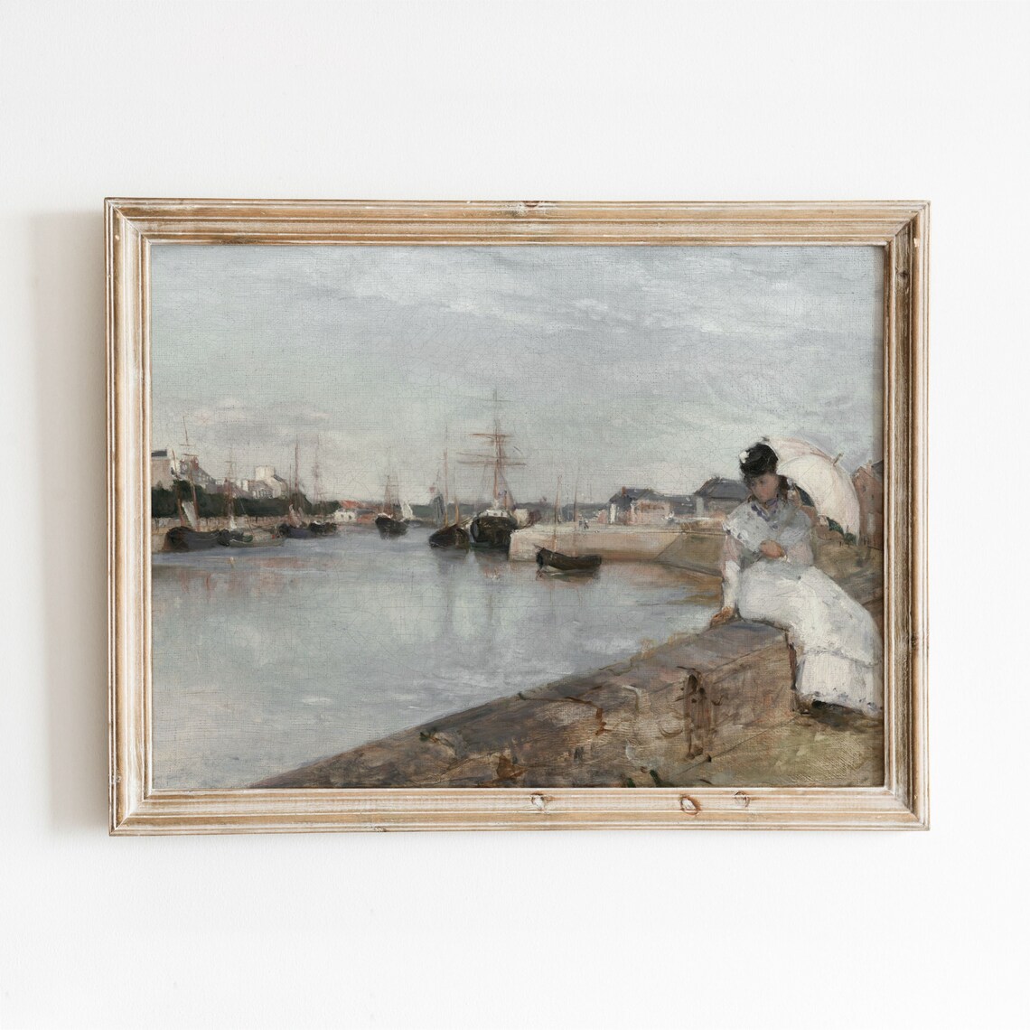 Woman at the Harbor Vintage City Harbor Poster