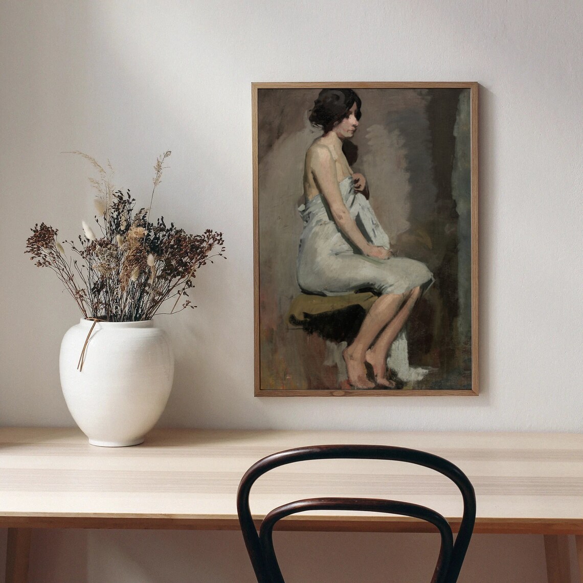 Seated Woman Vintage Lady Bathroom Art Print - Image 2