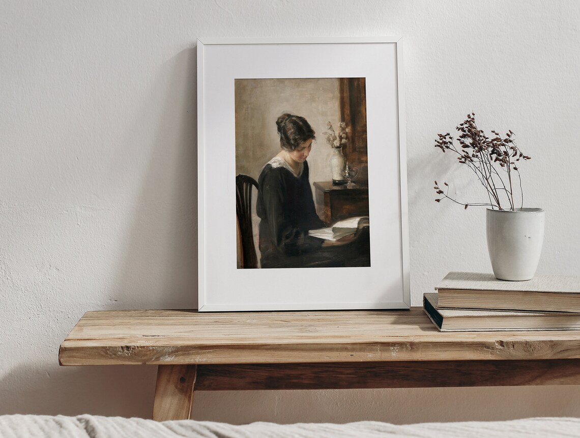 The Reader Vintage Woman Reading, Cottagecore Decor - Image 4
