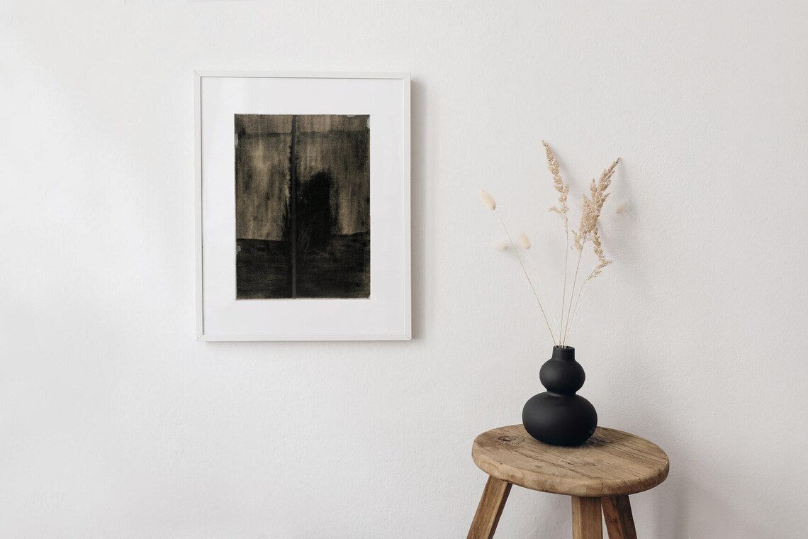 Fragments Vintage Abstract Lithograph, Moody Contemporary Style - Image 2