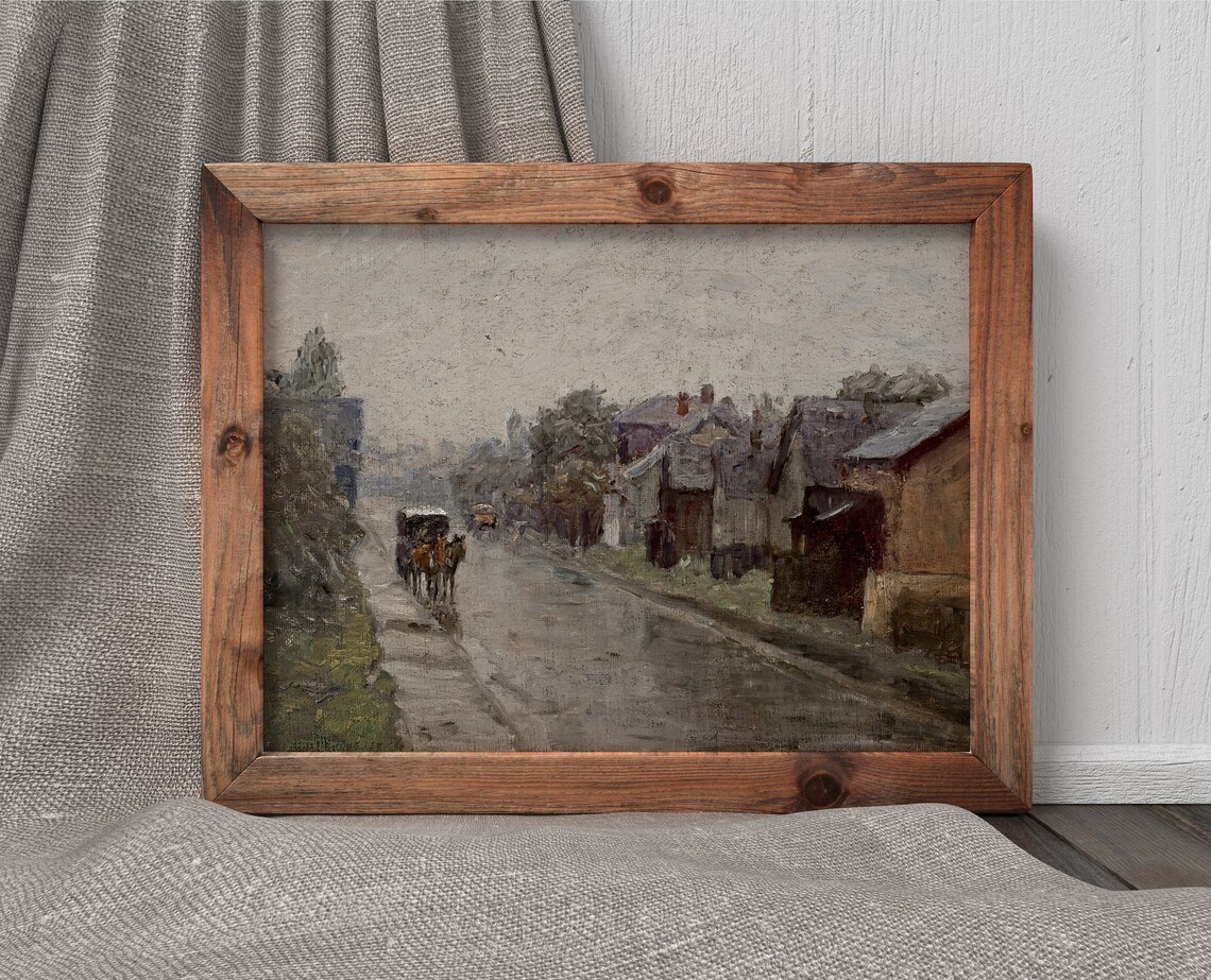 Indiana Road Vintage Street Painting, Horse And Carriage - Image 3