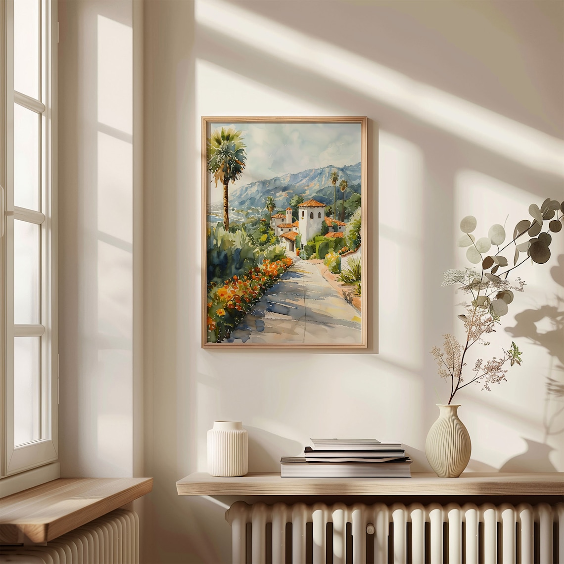 Santa Barbara Watercolor Landscape Poster, Mid-Century - Image 4