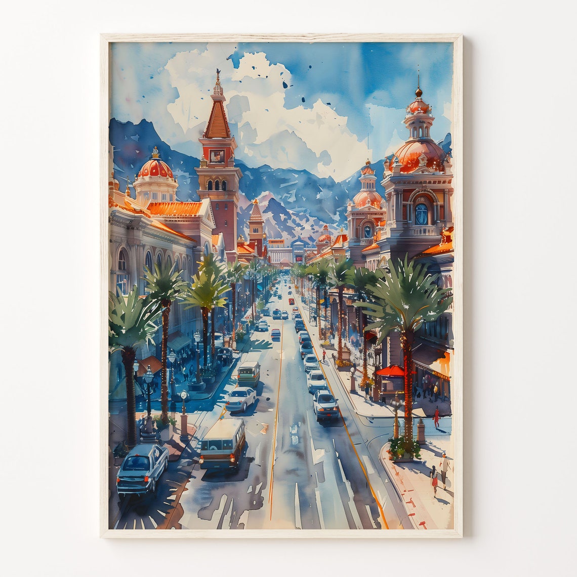 Watercolor Painting Las Vegas Print City Skyline Poster Nevada Wall Art Travel Gift Usa Painting Housewarming Decor C30 486