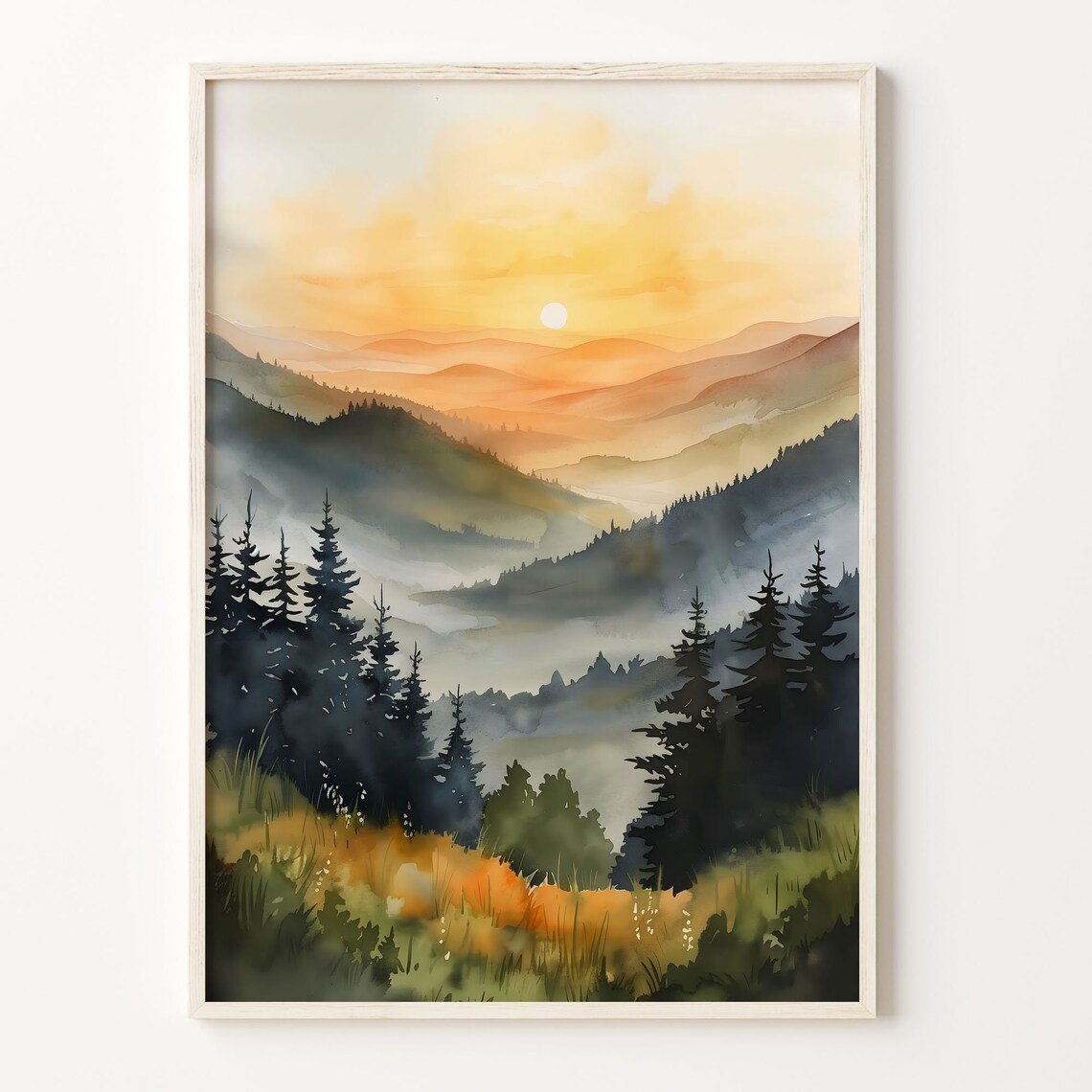 Watercolor Great Smoky Mountains National Park Art Print