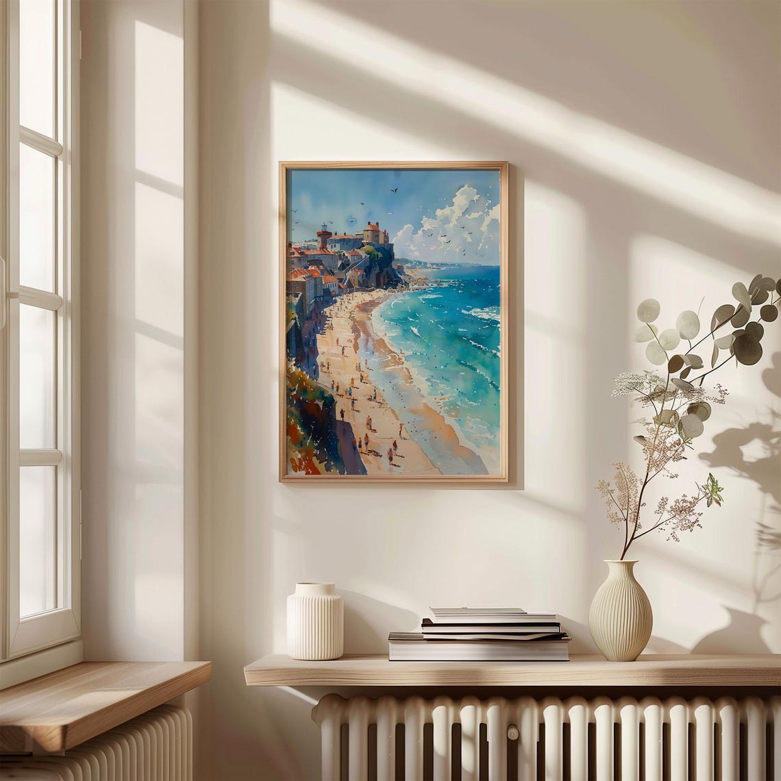 Newquay Cornwall Summer Beach Town Watercolor Painting Poster - Image 4