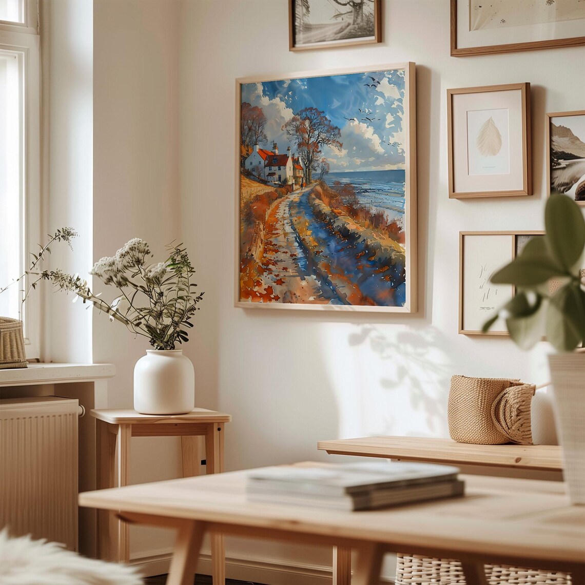 Hunstanton Cliffs Coastal Country Lane Watercolor Painting Poster - Image 3