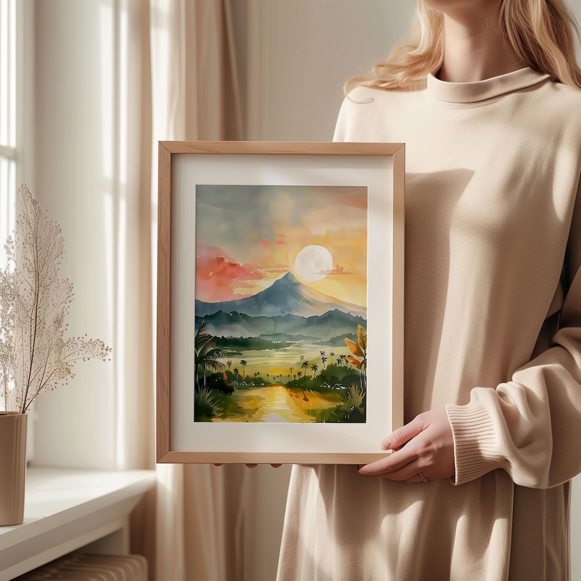 Philippines Watercolor Mount Mayon Travel Poster - Image 2