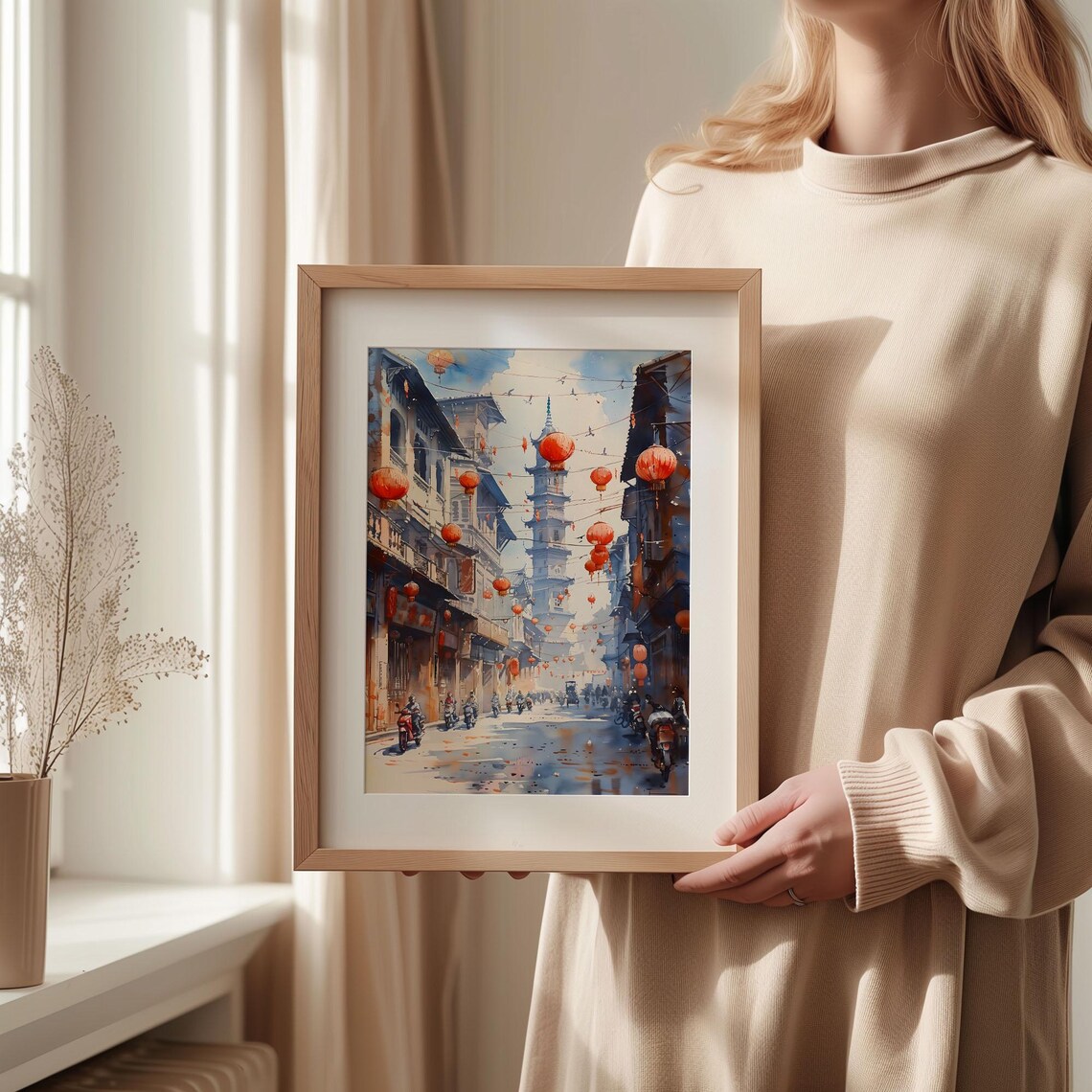 Bangkok Watercolor Painting, Thailand Travel Poster - Image 2