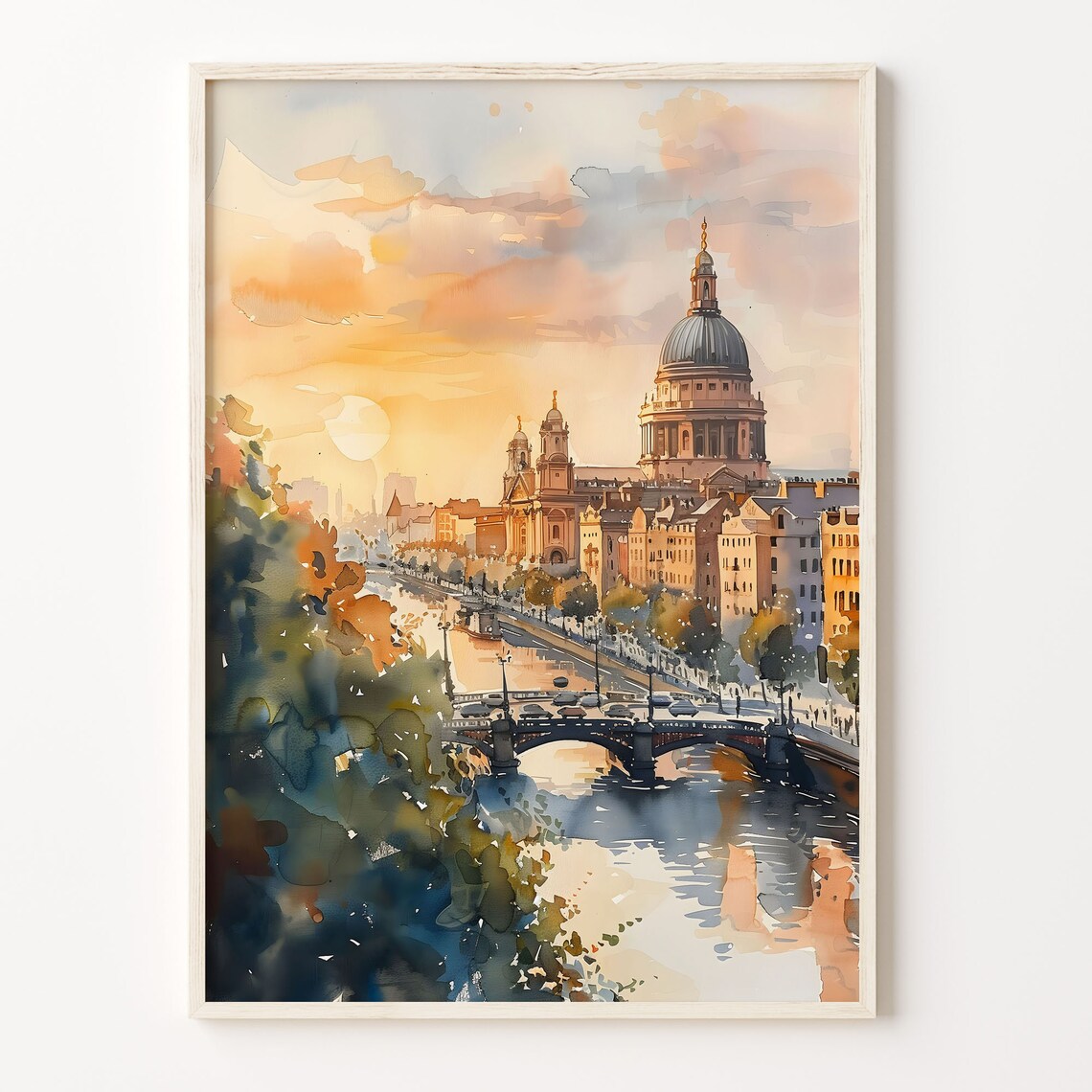 Dublin Watercolor Art Print, Ireland Travel Poster