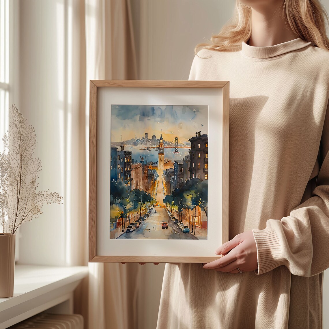San Francisco Watercolor Travel Poster, Home Decor Art - Image 2