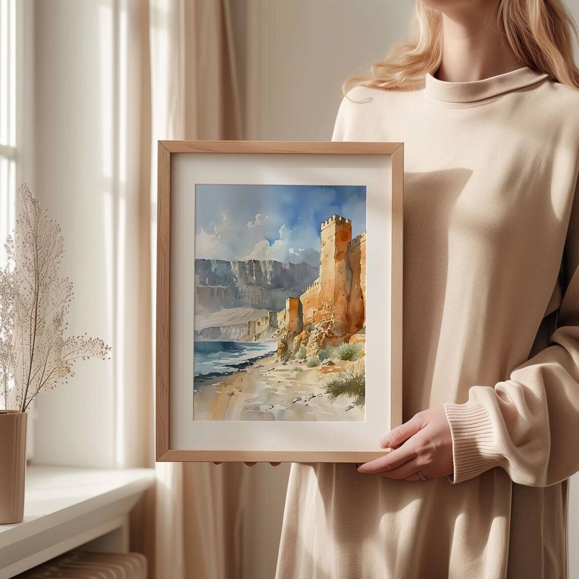 Masada Watercolor Travel Poster, Israel Art Print - Image 2