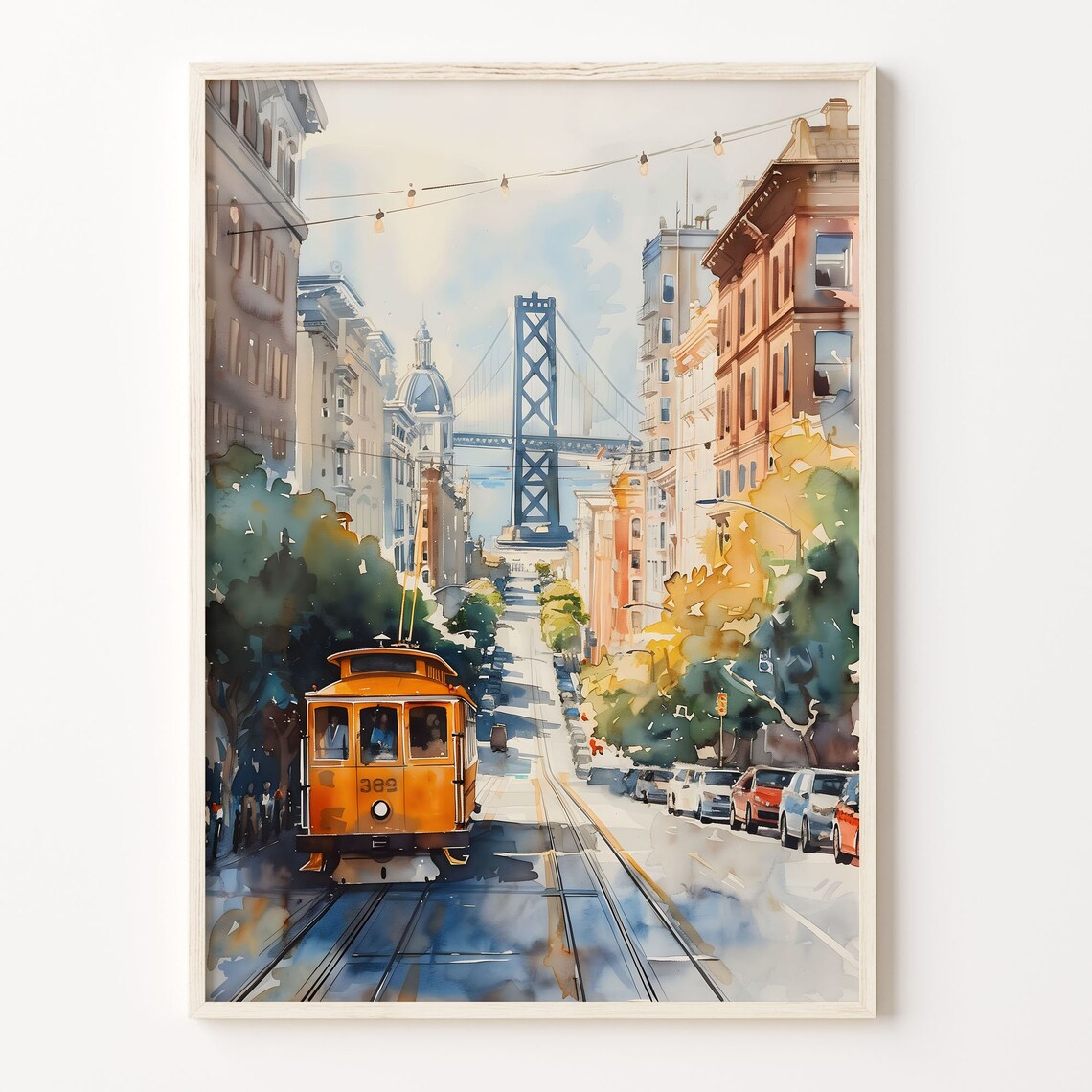 San Francisco Watercolor Golden Gate Bridge Art Print