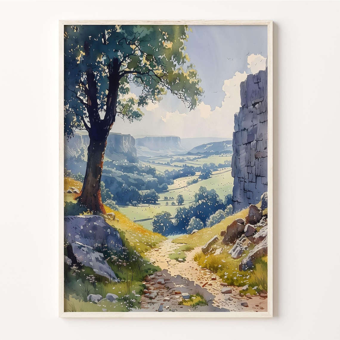 Yorkshire Dales National Park Countryside Watercolor Painting Poster